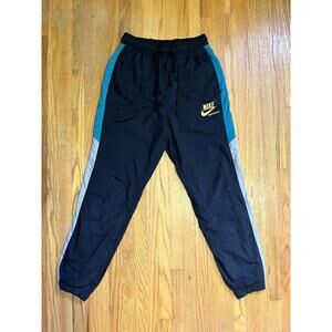 Nike Track Pants Mens S Black Green Sportswear Logo Y2K Streetwear Basketball